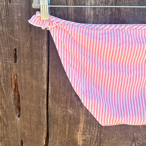 NWOT Aerie Seersucker Light Pink & White Stripe Ruffle Bikini Swimsuit Bottoms - Picture 7 of 11